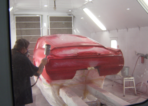 Jason Enos Mustang in Paint Booth